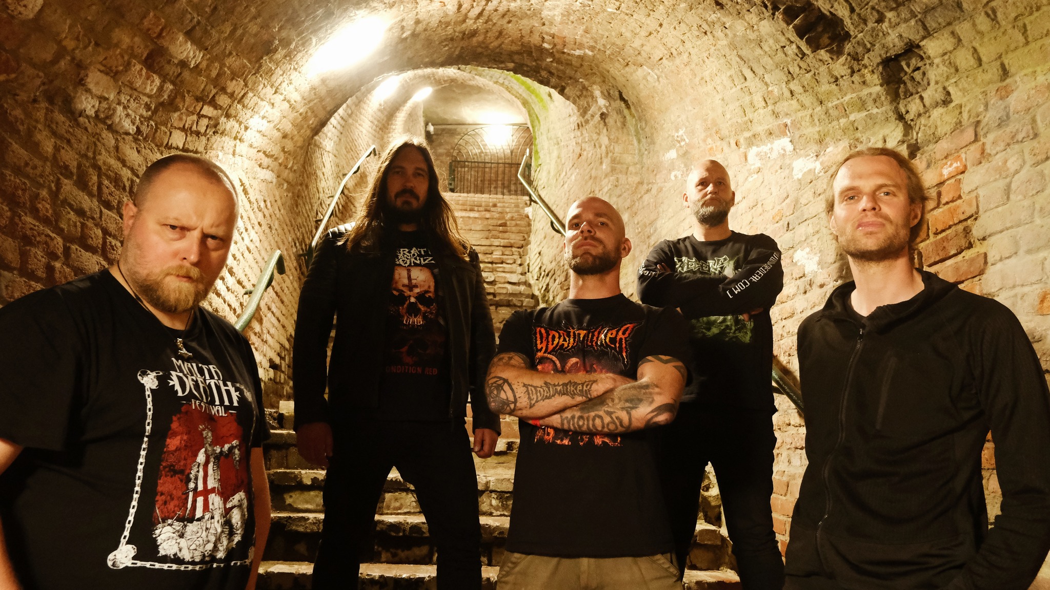 Caedere band photo (left to right: Niels Ottink, Thomas Luijken, Joey Veerbeek, Marcel Tjepkema, Clement Kerssies)